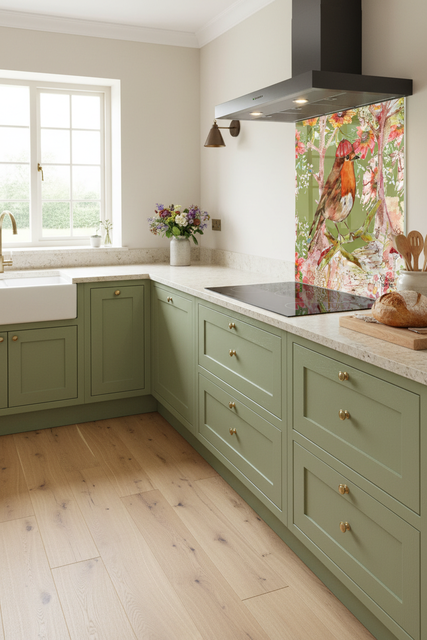Whimsical Robin Splashback Modern Kitchen