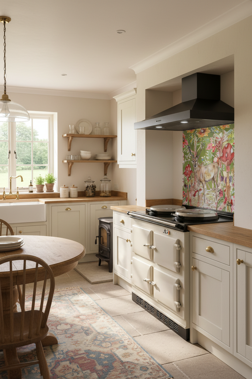 Whimsical Stag Splashback Cottage Kitchen