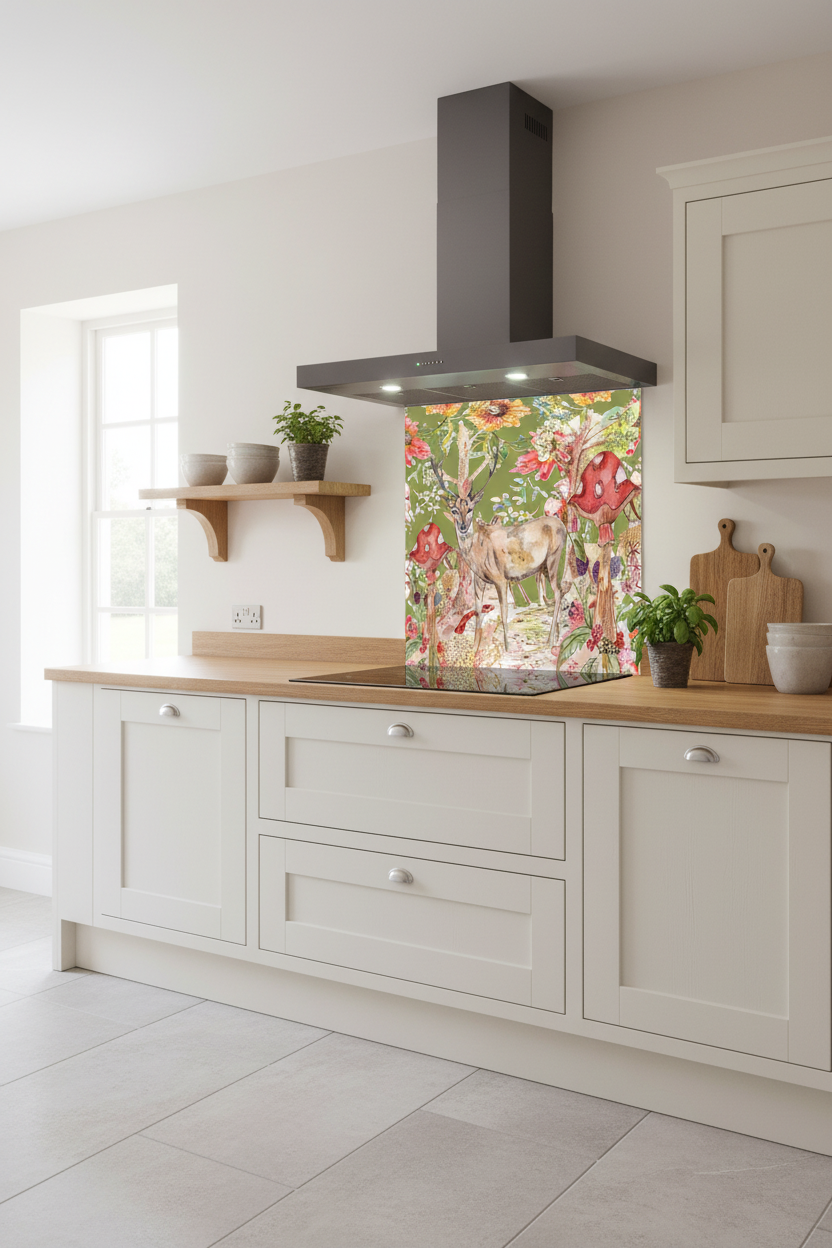 Whimsical Stag Splashback Modern Kitchen