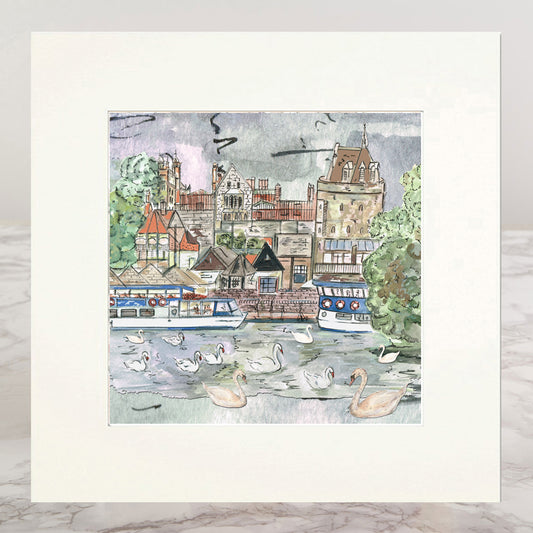 Windsor Riverside Mounted Print