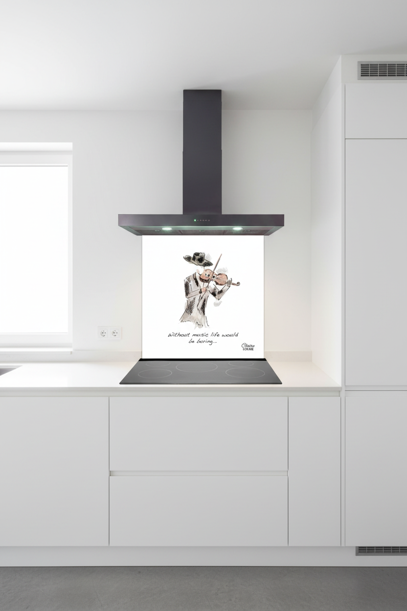 Without Music Splashback White Kitchen