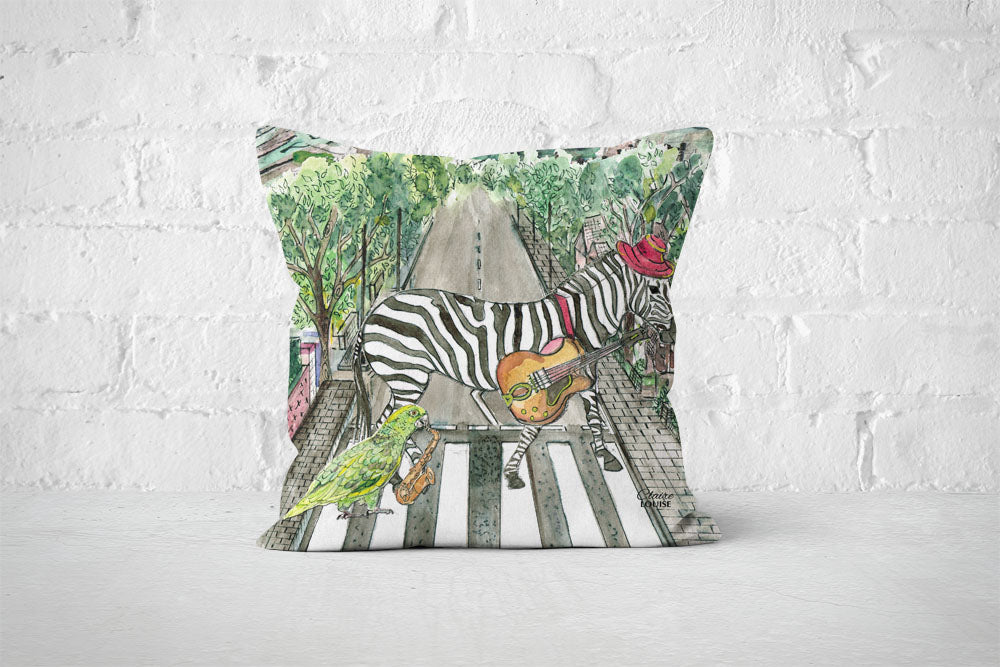 Zebra In The City Cushion